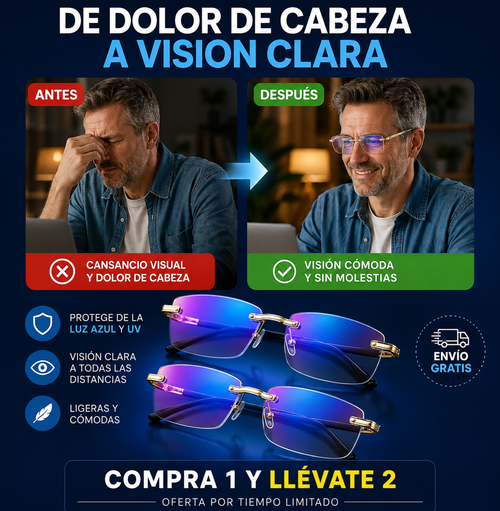 ¡Compra 1 y llévate 2 Gafas Multifocales Premium™! | 3 en 1 con Protección Luz Azul